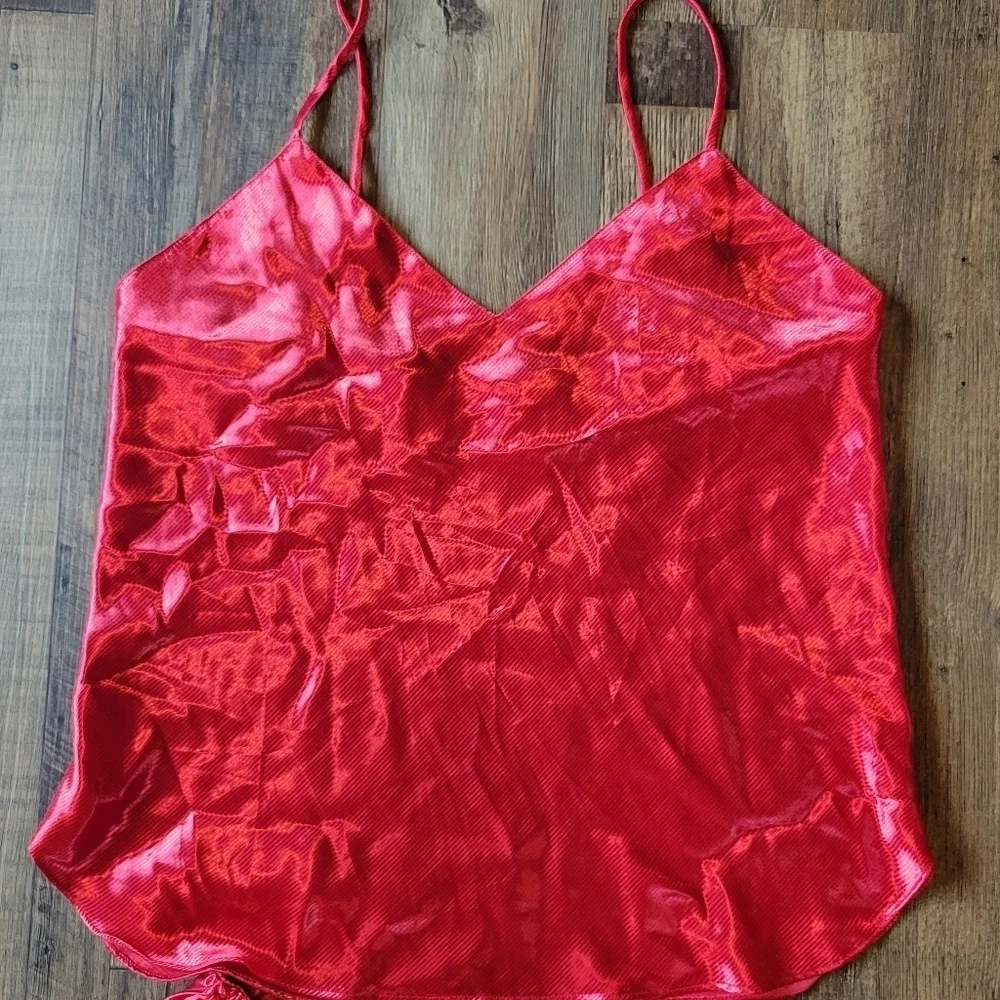 Frederick's Of Hollywood Red Silky 2 Piece Lingerie Set